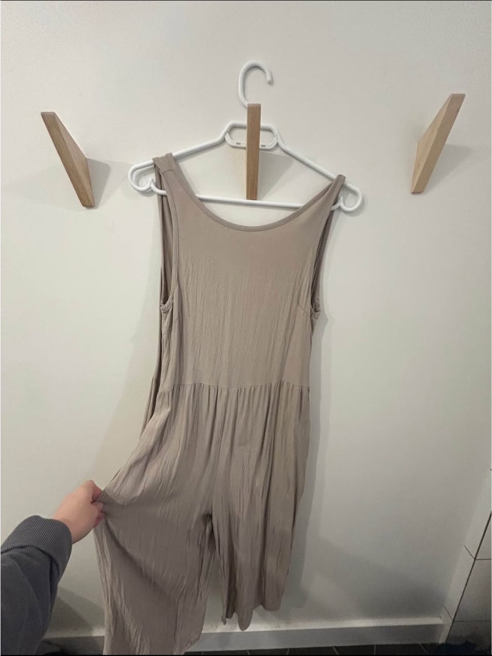 bobi Taupe Scoop-Neck Sleeveless Jumpsuit